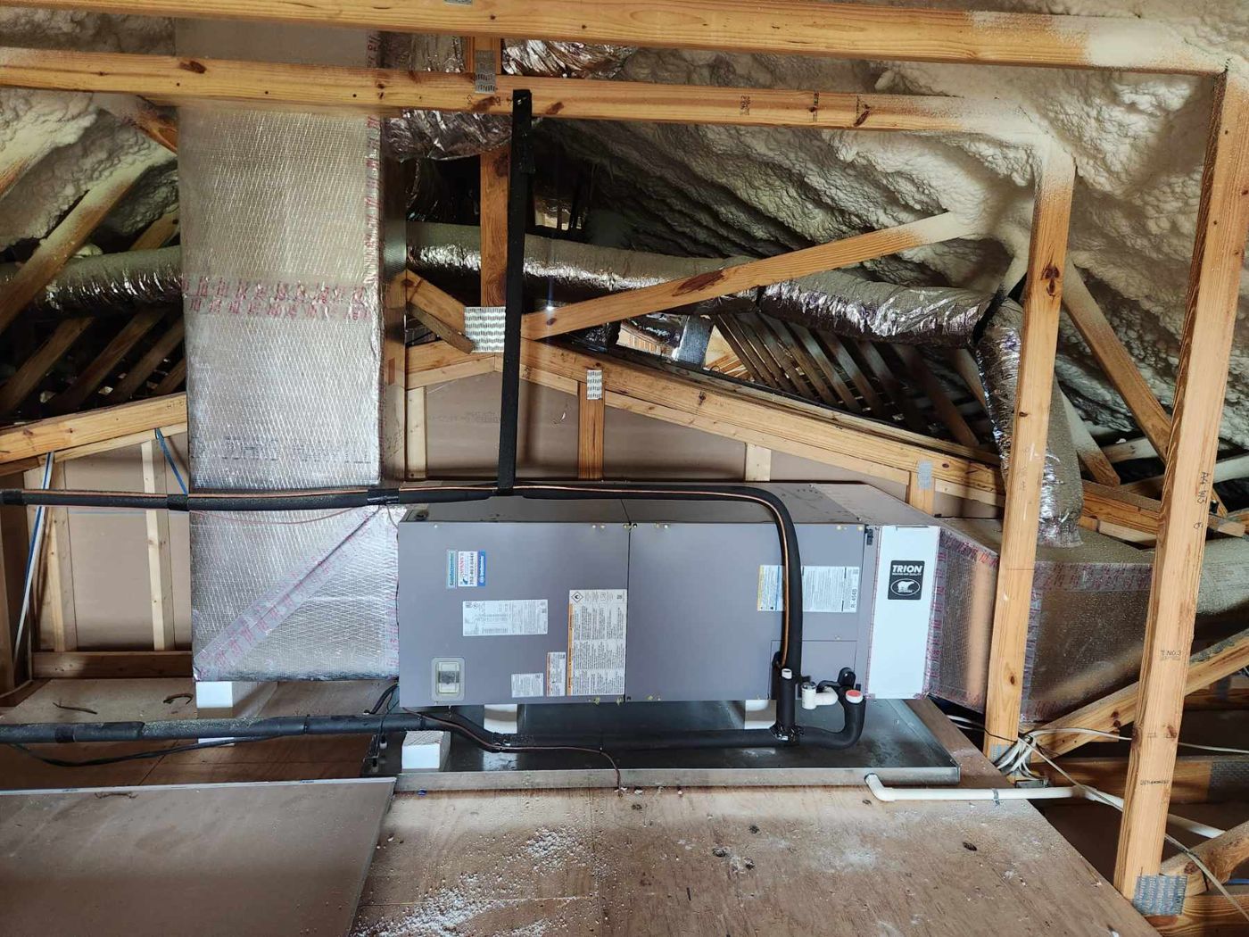 Horizontal air handler, up in the attic